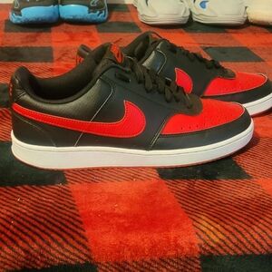Nike Court Vision Low Next Nature in the "Bred" (Black/University Red/White)